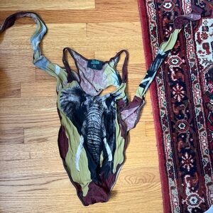 Jean Paul Gaultier Multicolor Elephant Print One Piece Swimsuit